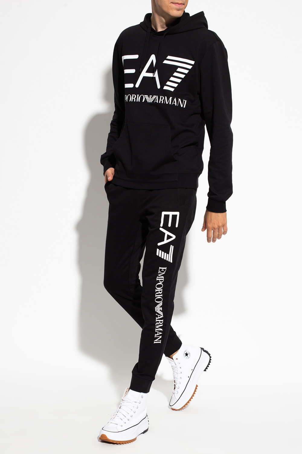 Ea7 emporio armani discount logo hoodie black